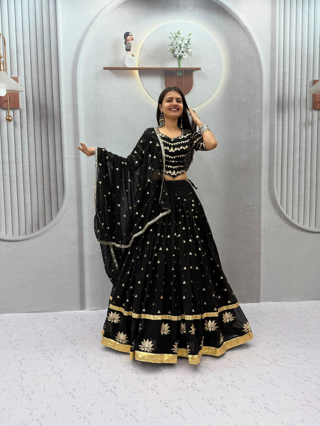 Inzara Fox Georgette Embroidery Lehenga Choli