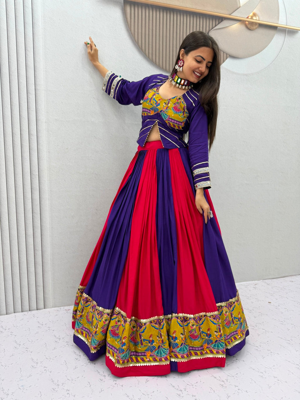 Samyukta Rion Cotton Mirror Work Lehenga Choli
