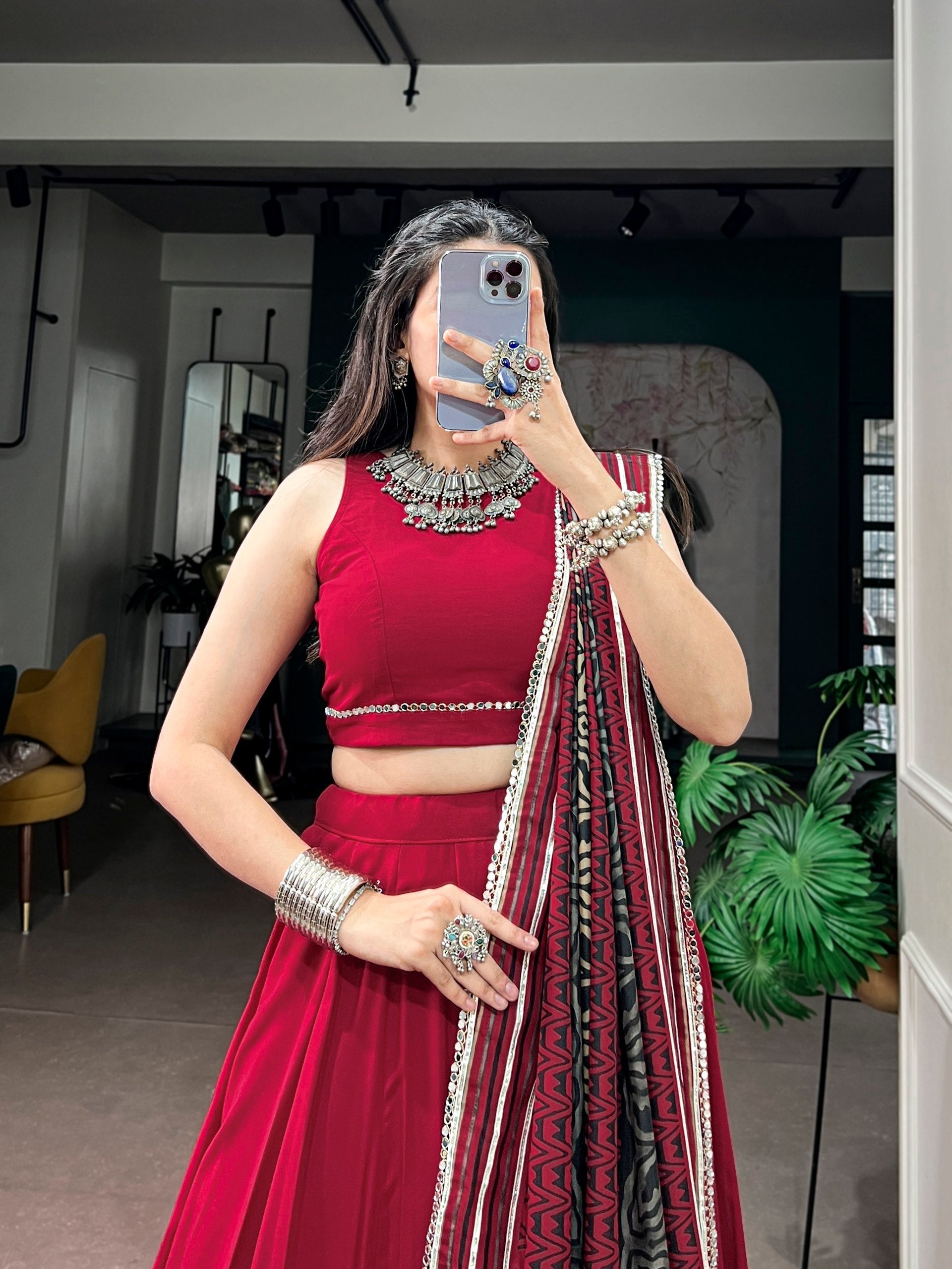 Ishita Rayon Mirror Lace Lehenga Choli