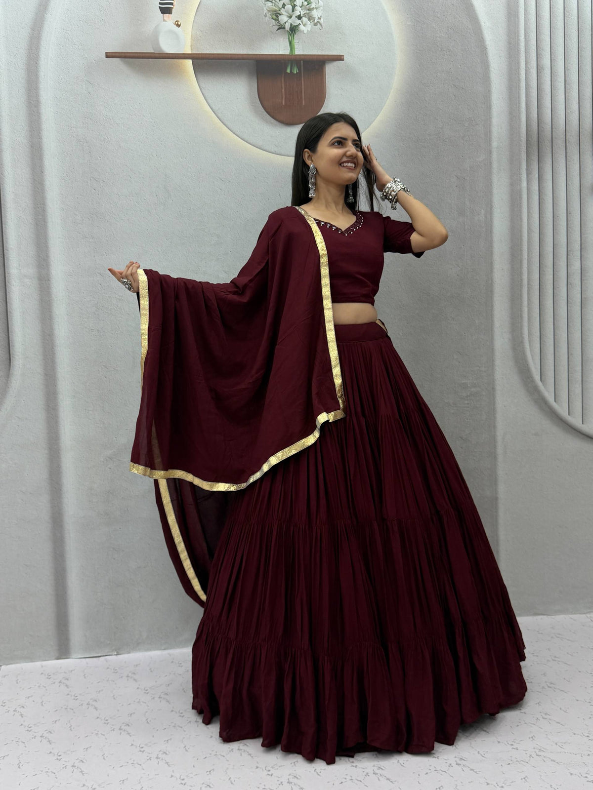 Niyara Rayon Cotton Mirror Work Lehenga Choli