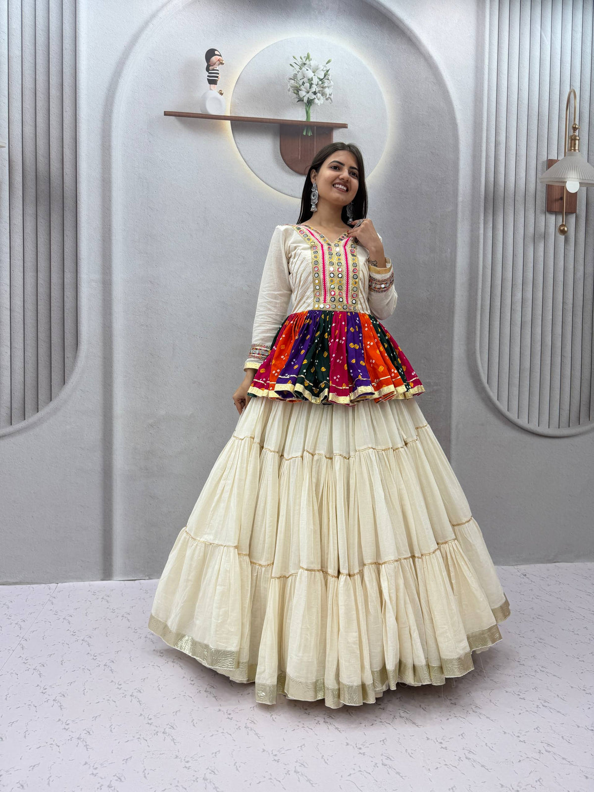 Vamika Pure Cotton Gamthi Mirror Lehenga Choli