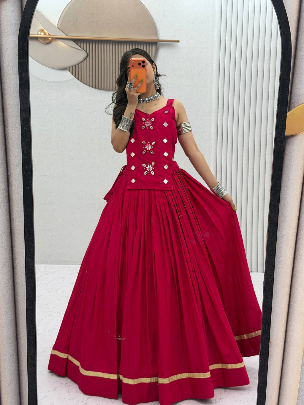 Sharvika Pure Cotton Kodi Mirror Lehenga Choli