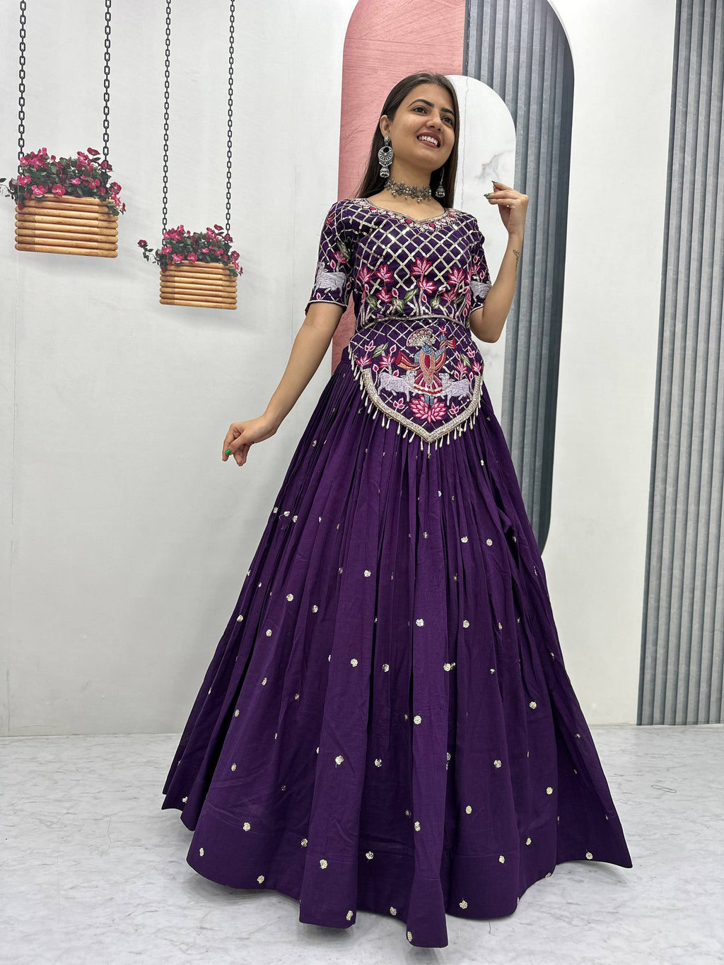 Aadhira Vichitra Silk Embroidery Sequin Lehenga Choli