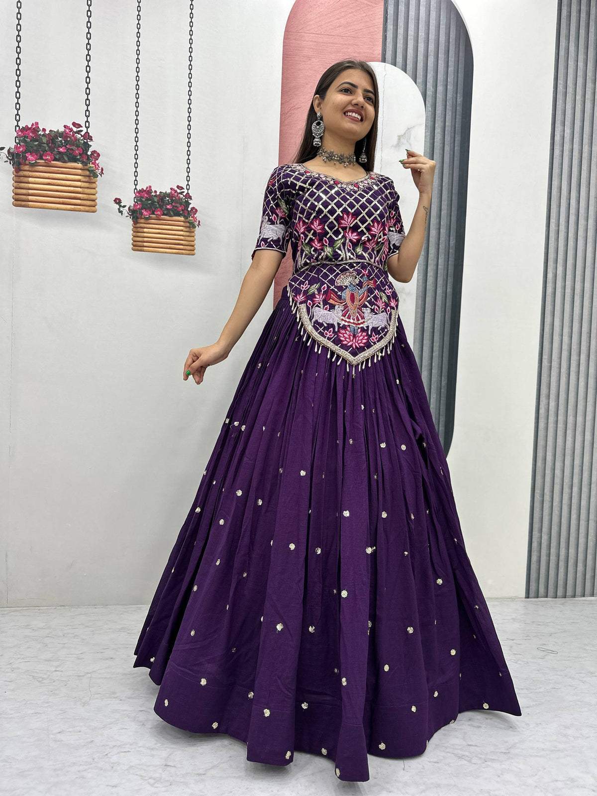 Aadhira Vichitra Silk Embroidery Sequin Lehenga Choli