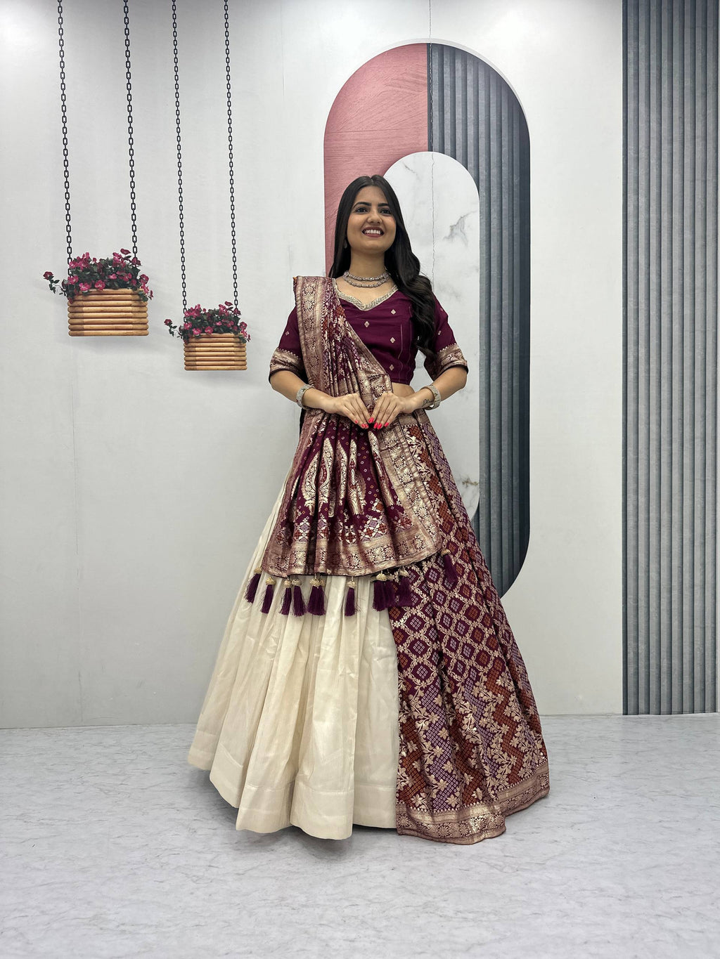 Anvisha Jacquard Saree Lehenga Choli