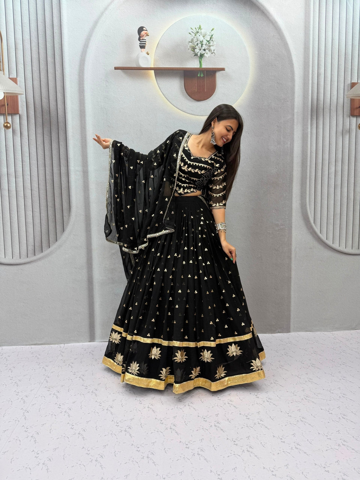 Inzara Fox Georgette Embroidery Lehenga Choli