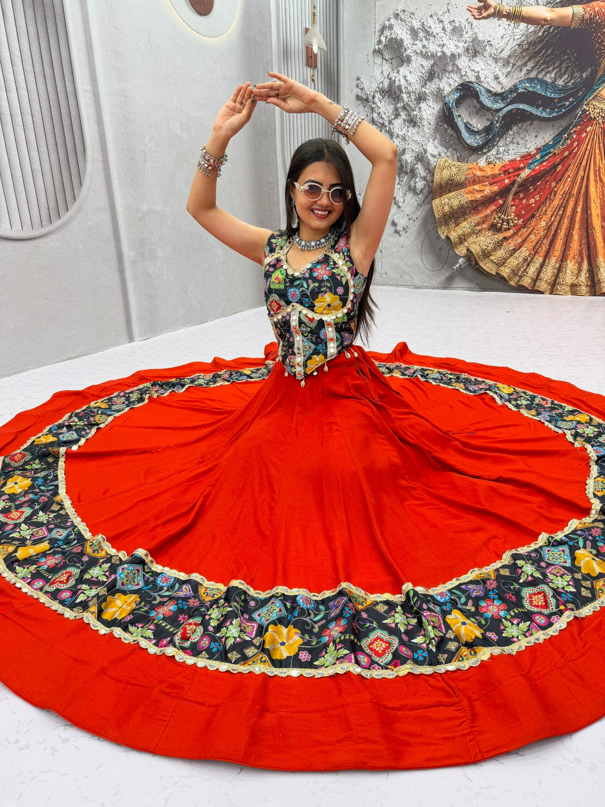 Anvayika Silk Mirror Work Lehenga Choli