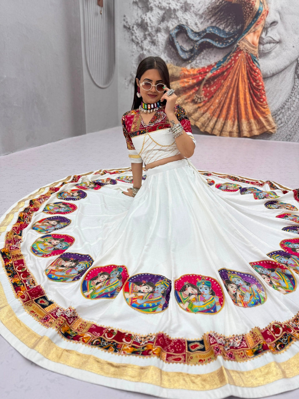 Eshita Pure Cotton Foil Print Position Print Lehenga Choli