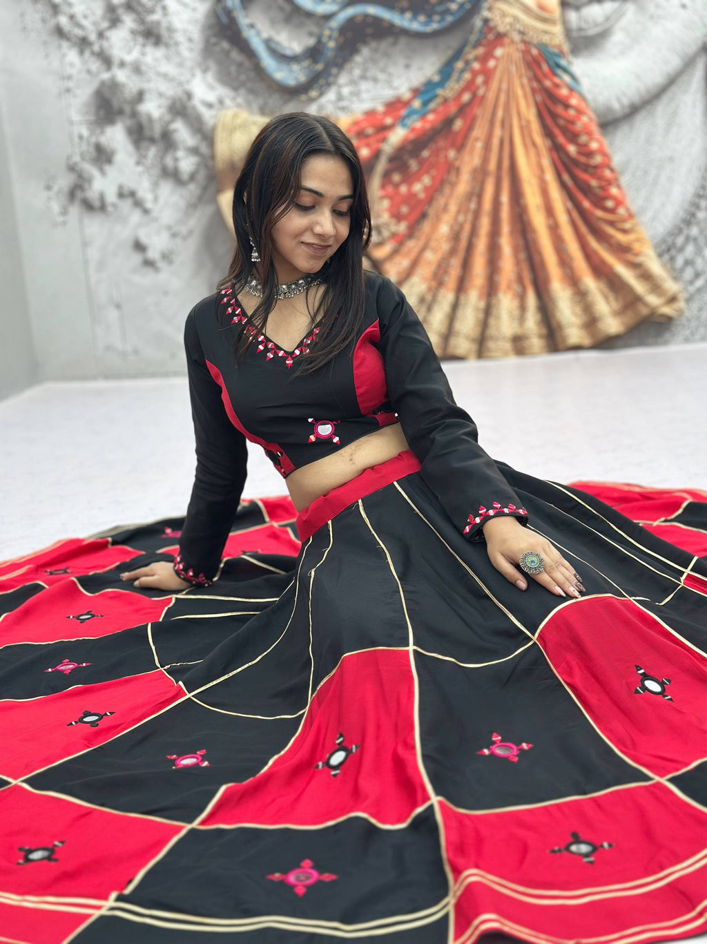 Ishani Pure Cotton Hand Mirror Lehenga Choli