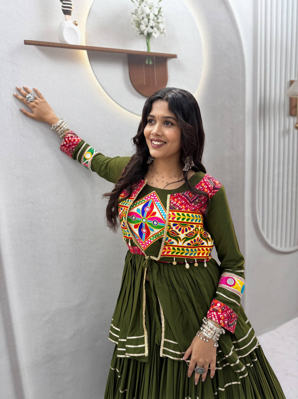 Anayra Pure Cotton Gamthi Mirror Lehenga Choli