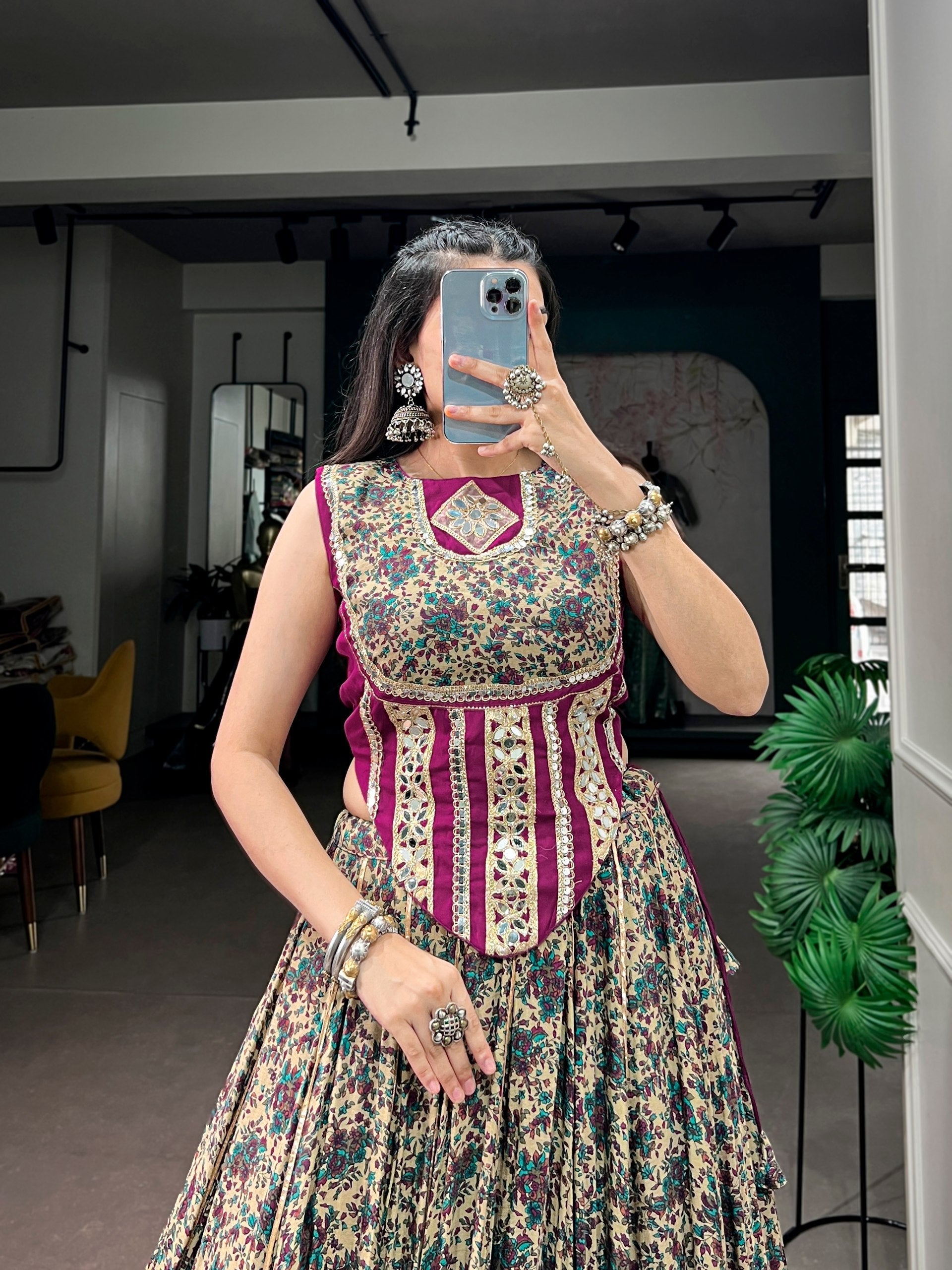 Siya Polyester Viscose Chanderi Lehenga