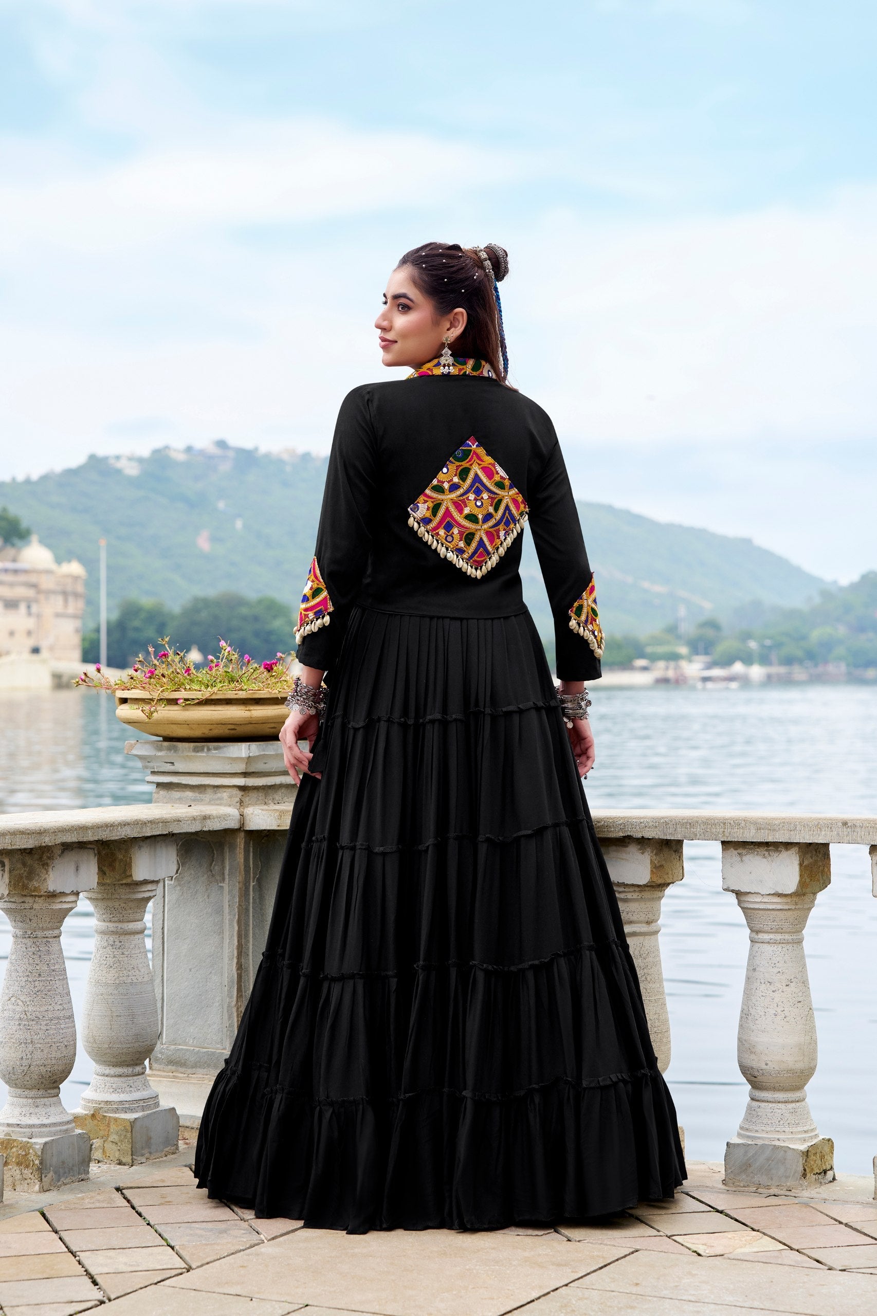 Lavanya Rayon Gamthi Mirror Jacket Lehenga Choli