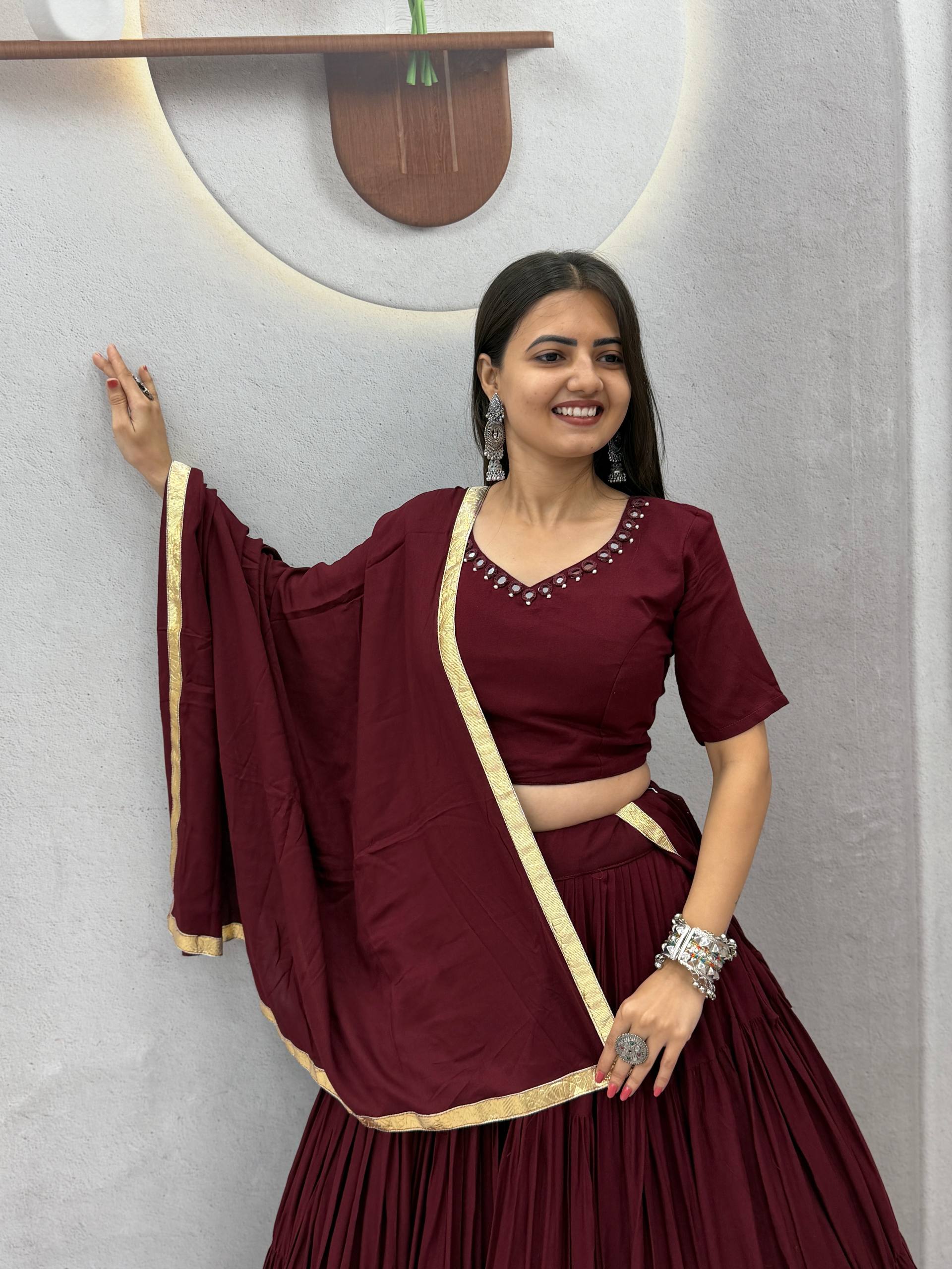 Niyara Rayon Cotton Mirror Work Lehenga Choli