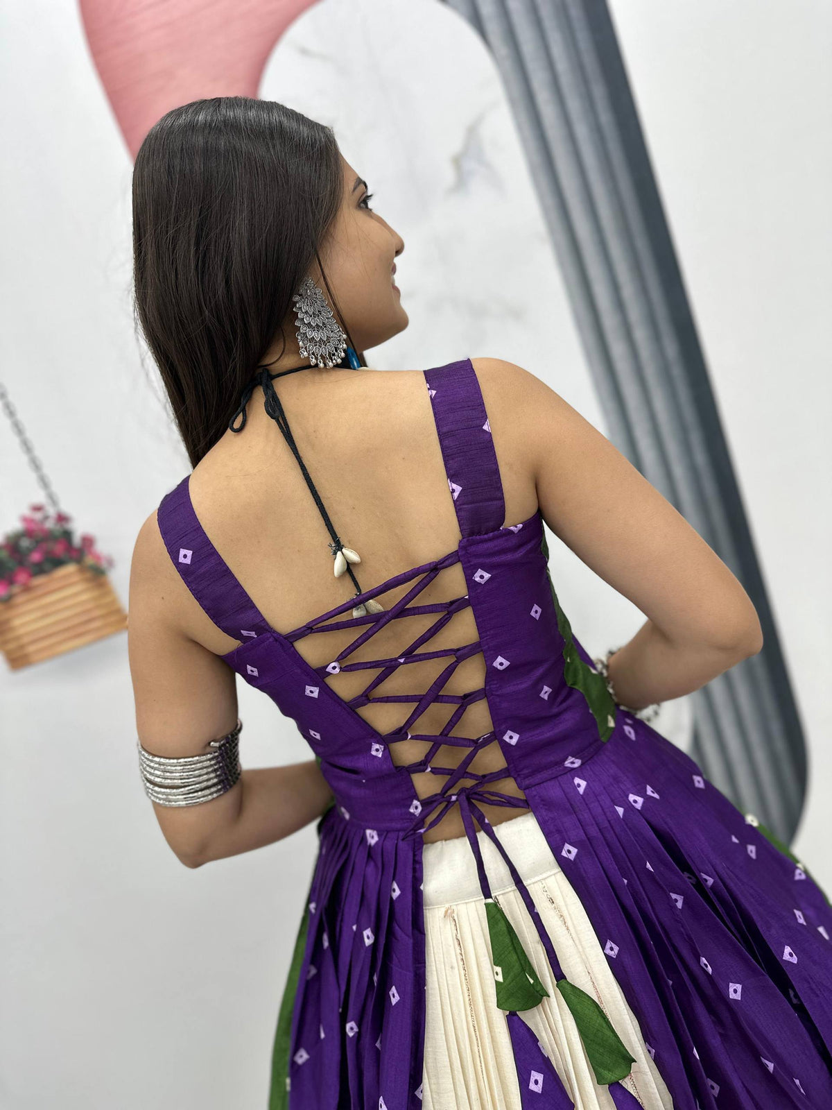 Amrita Bandhej Gamthi Mirror Lehenga Choli