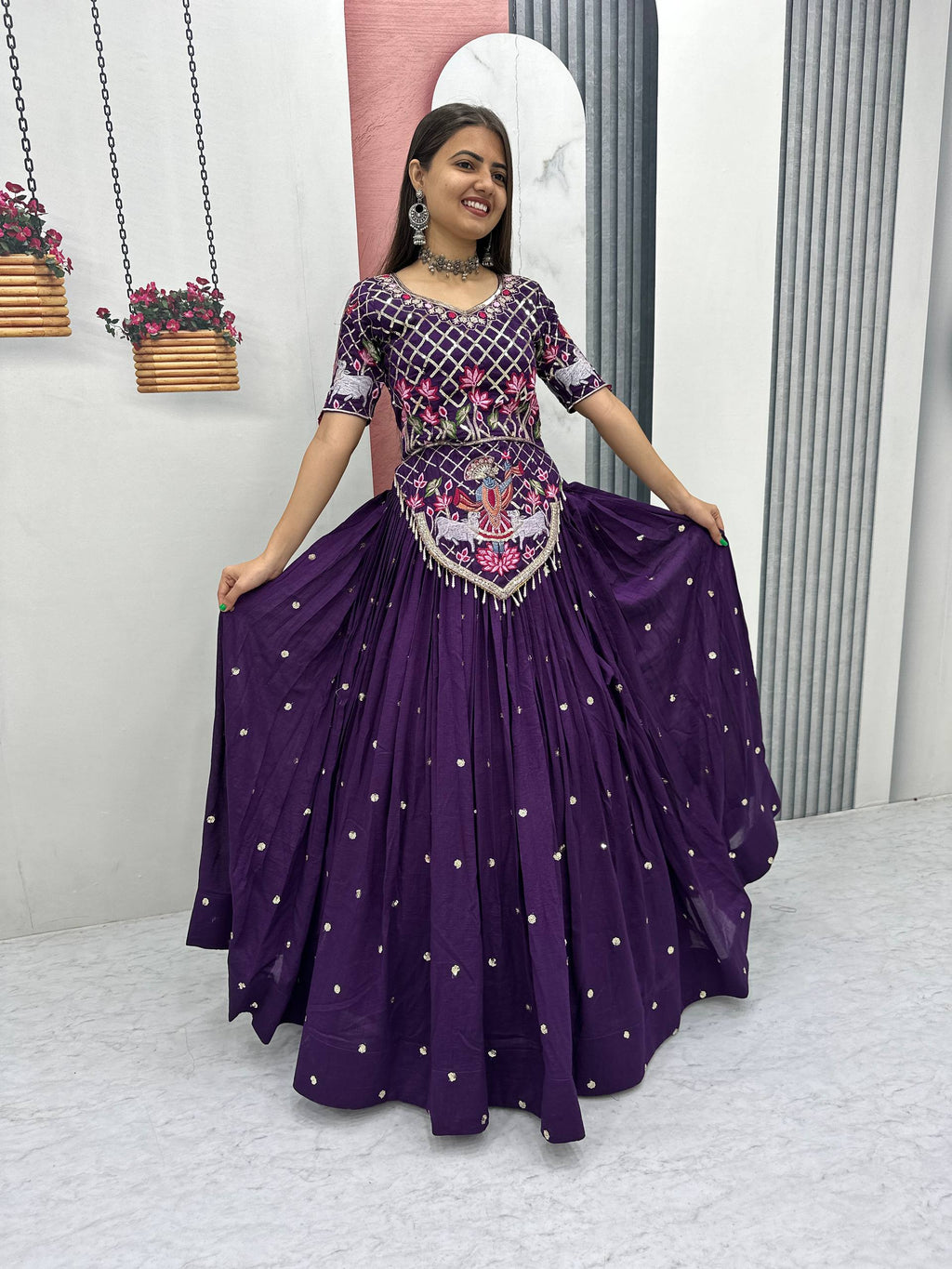 Aadhira Vichitra Silk Embroidery Sequin Lehenga Choli