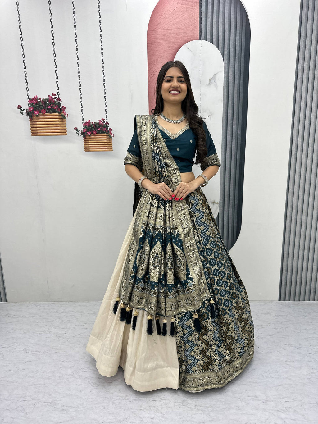 Anvisha Jacquard Saree Lehenga Choli