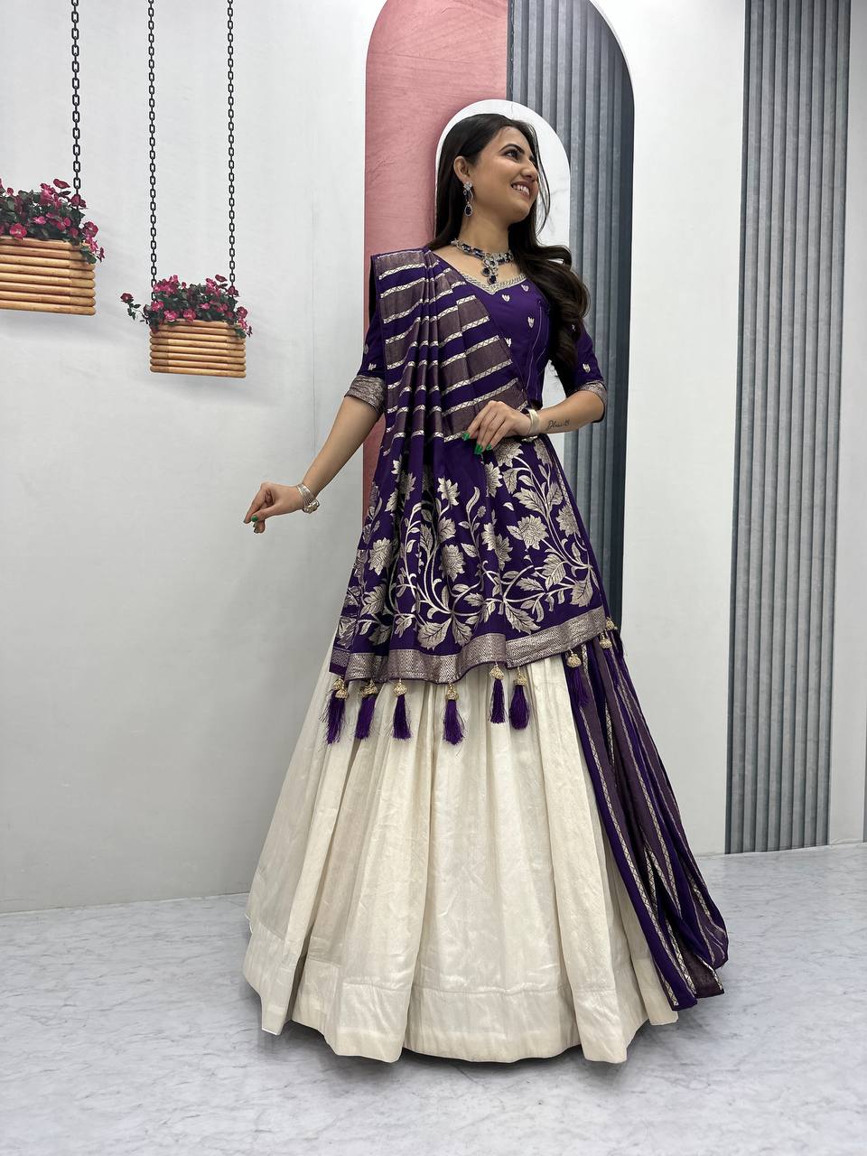 Anvisha Jacquard Saree Lehenga Choli