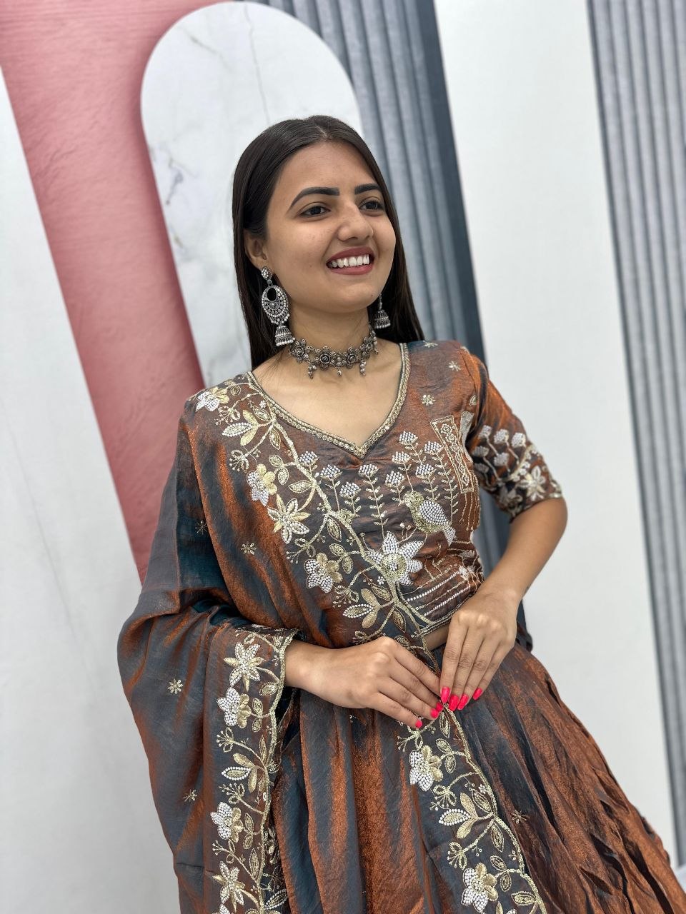 Zareen To Glass Silk Embroidery Lehenga Choli
