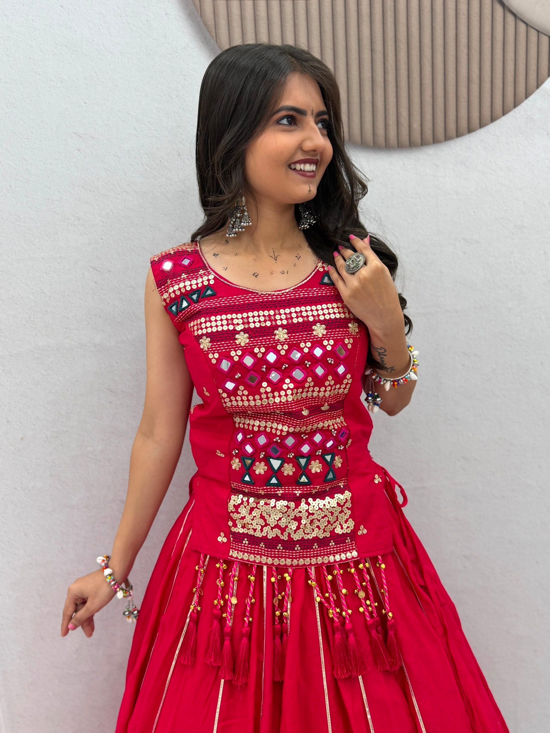 Arohi Pure Cotton Mirror Work Lehenga Choli