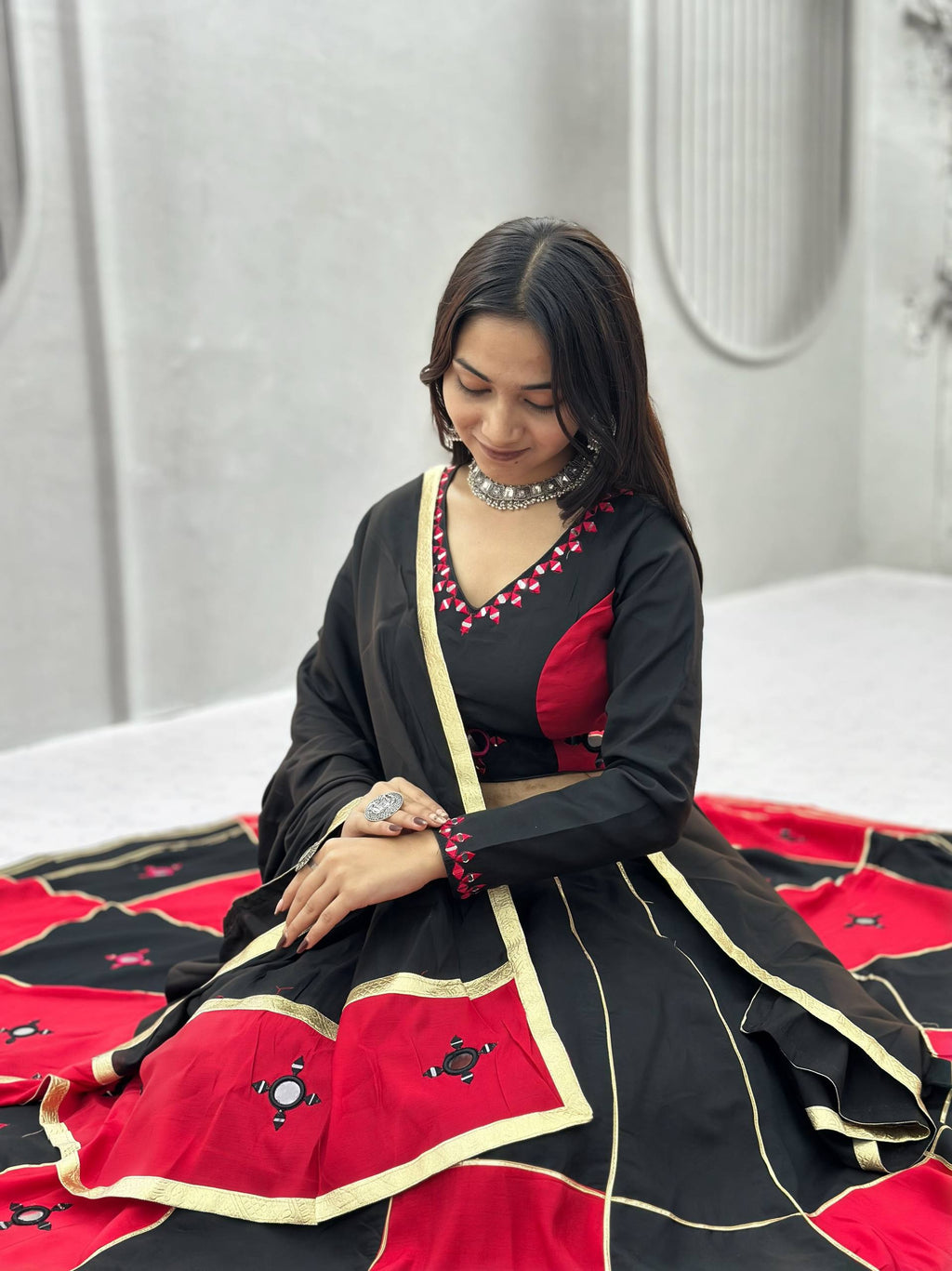 Ishani Pure Cotton Hand Mirror Lehenga Choli