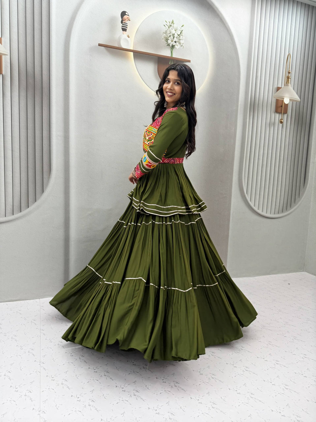 Anayra Pure Cotton Gamthi Mirror Lehenga Choli