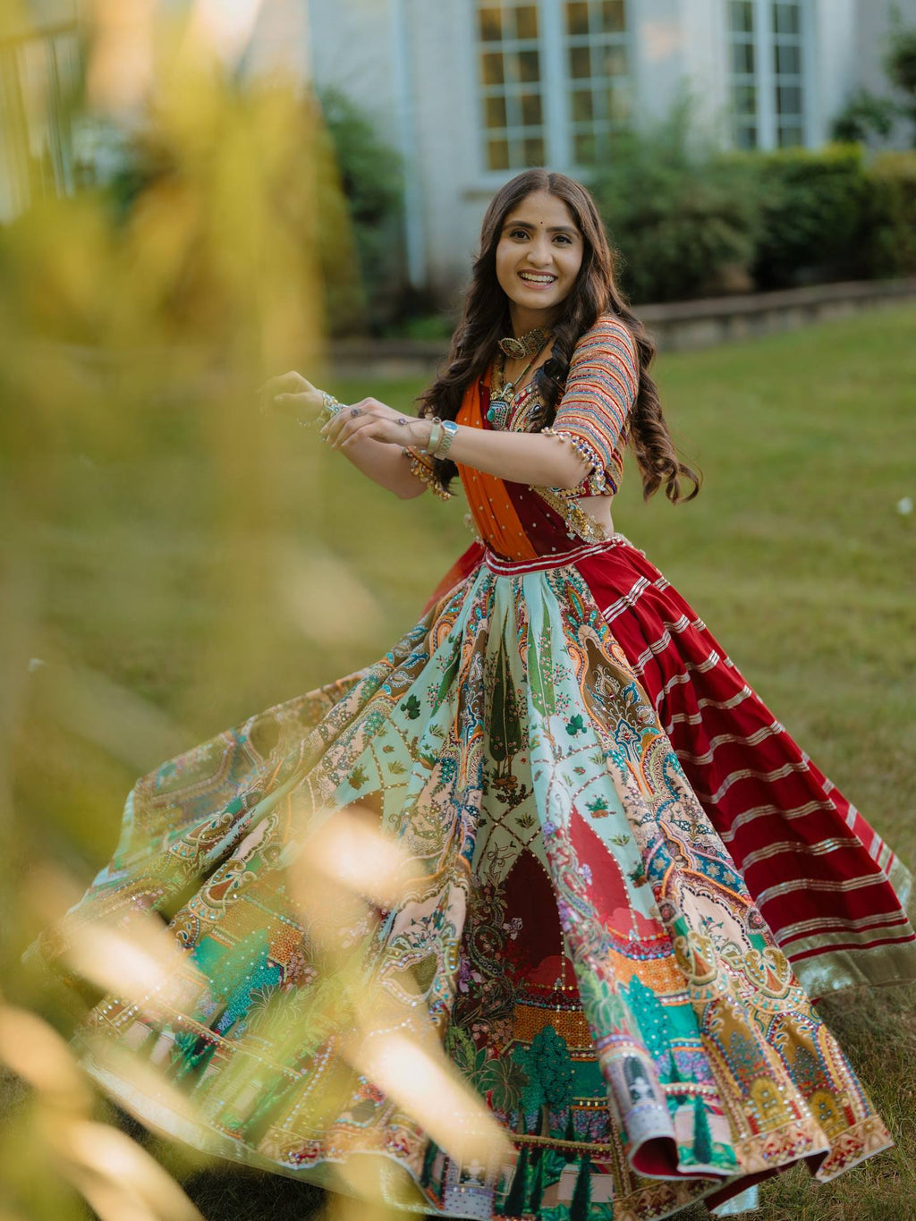 NAZISH MIRROR WORK LEHENGA CHOLI