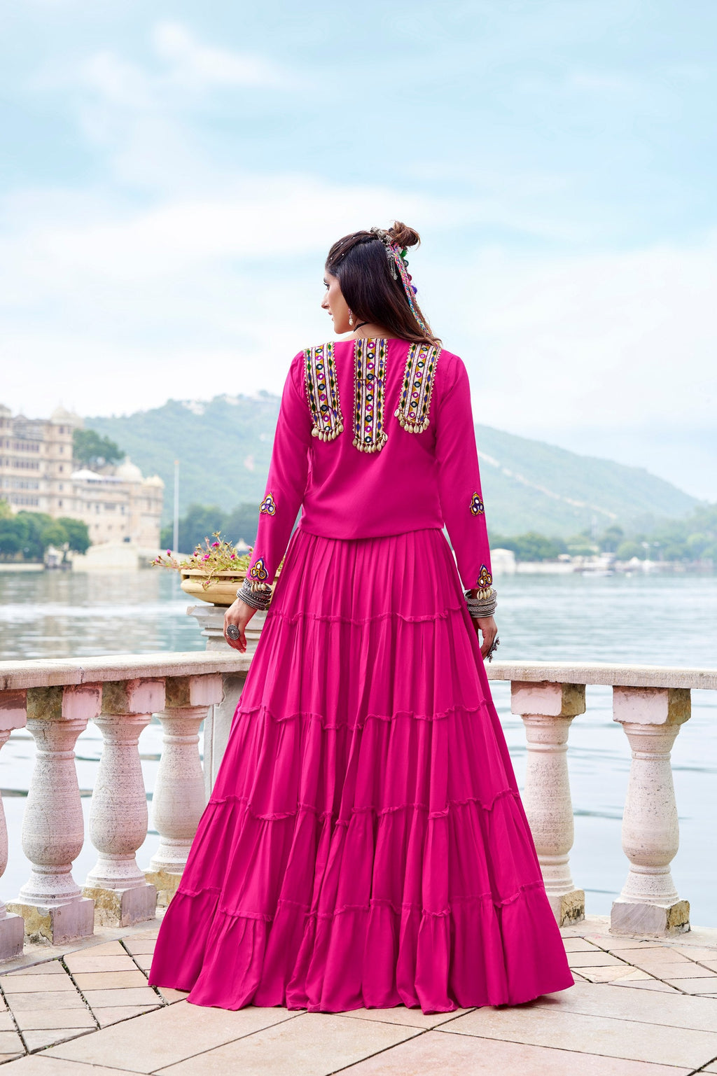 Lavanya Rayon Gamthi Mirror Jacket Lehenga Choli