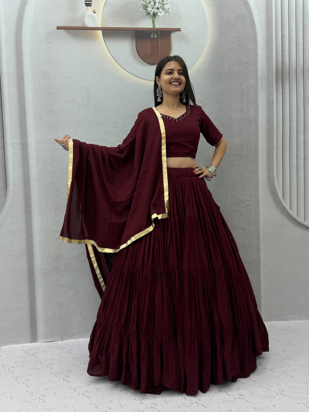 Niyara Rayon Cotton Mirror Work Lehenga Choli