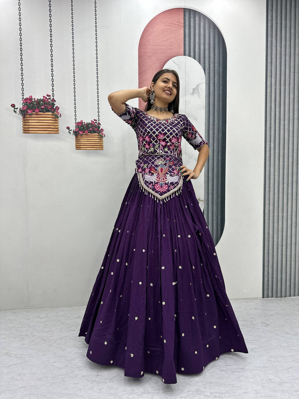 Aadhira Vichitra Silk Embroidery Sequin Lehenga Choli