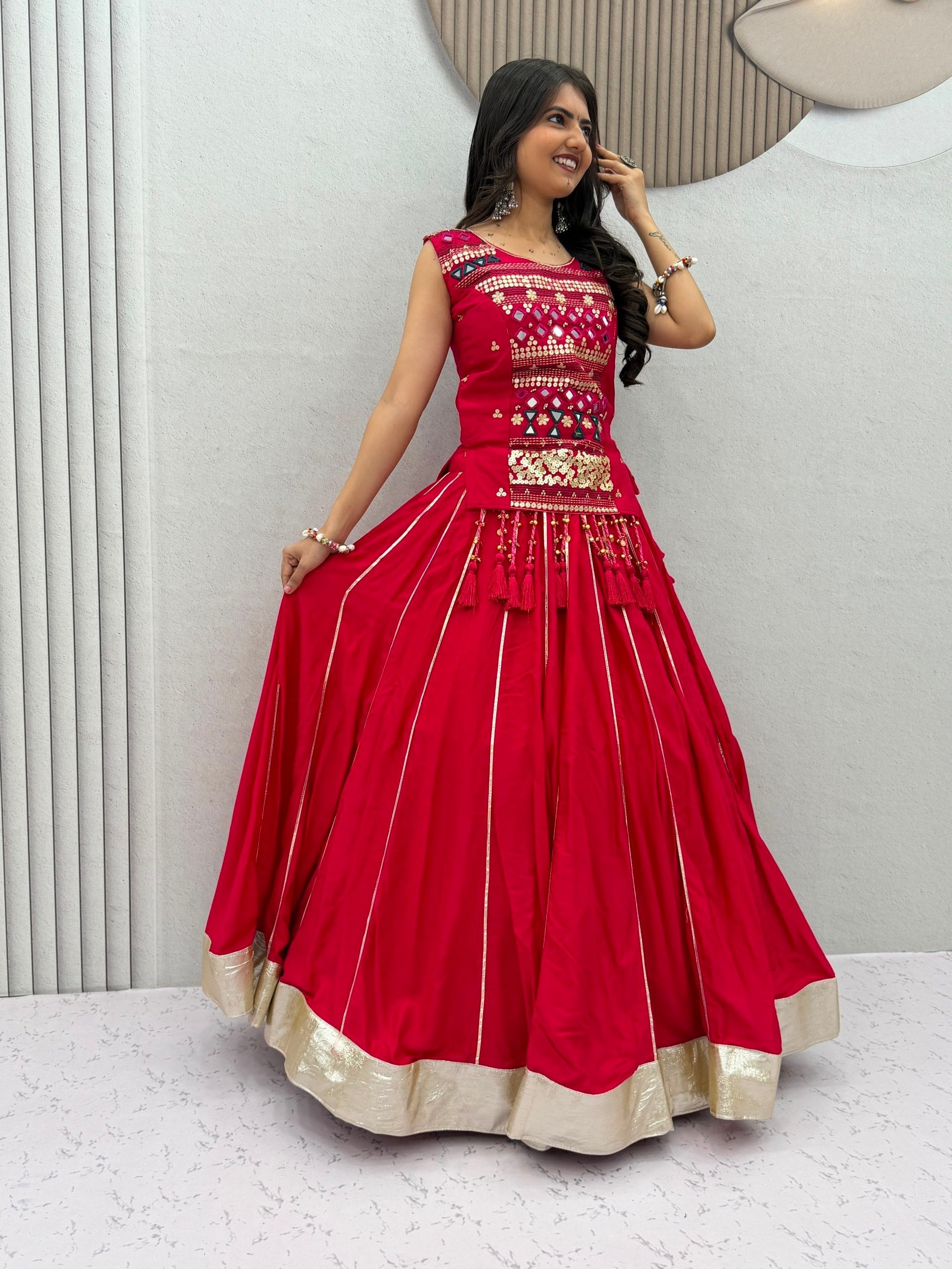 Arohi Pure Cotton Mirror Work Lehenga Choli