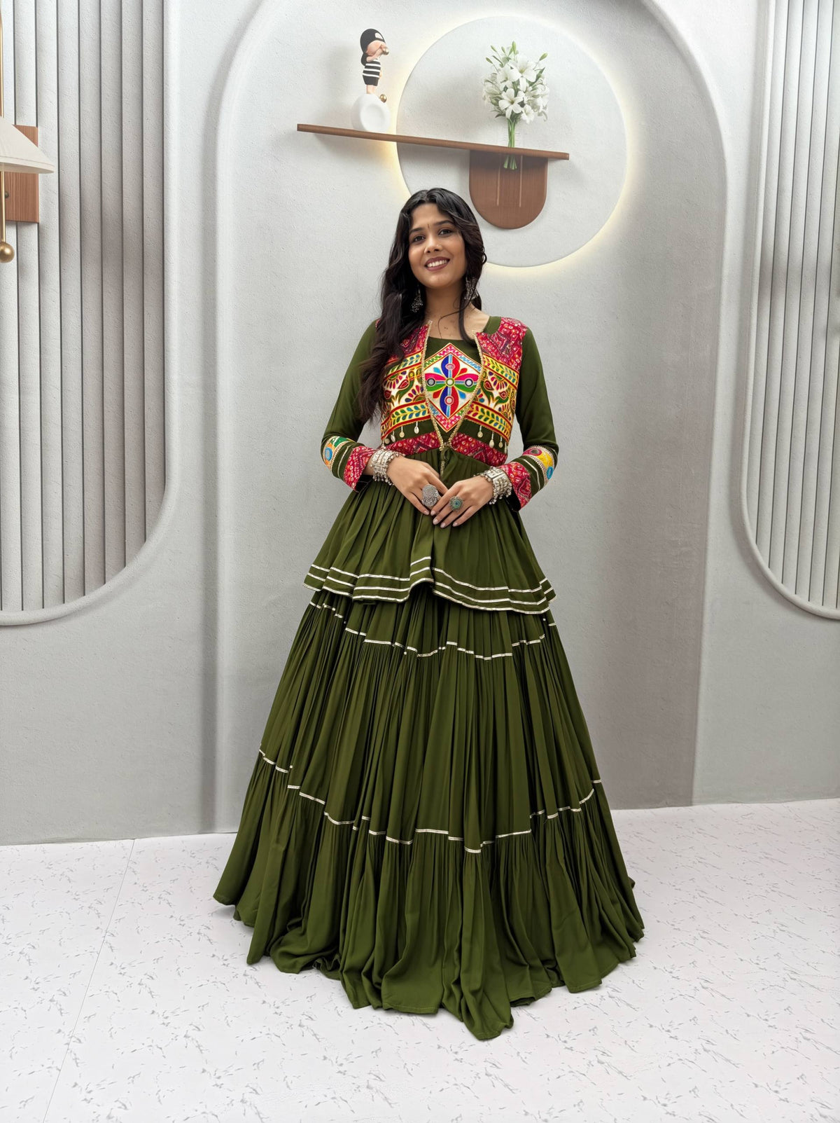 Anayra Pure Cotton Gamthi Mirror Lehenga Choli