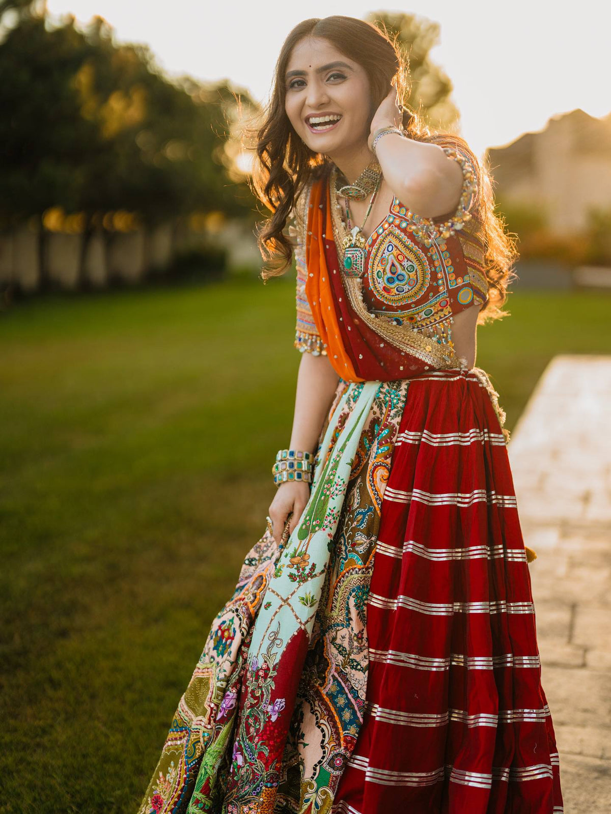 NAZISH MIRROR WORK LEHENGA CHOLI