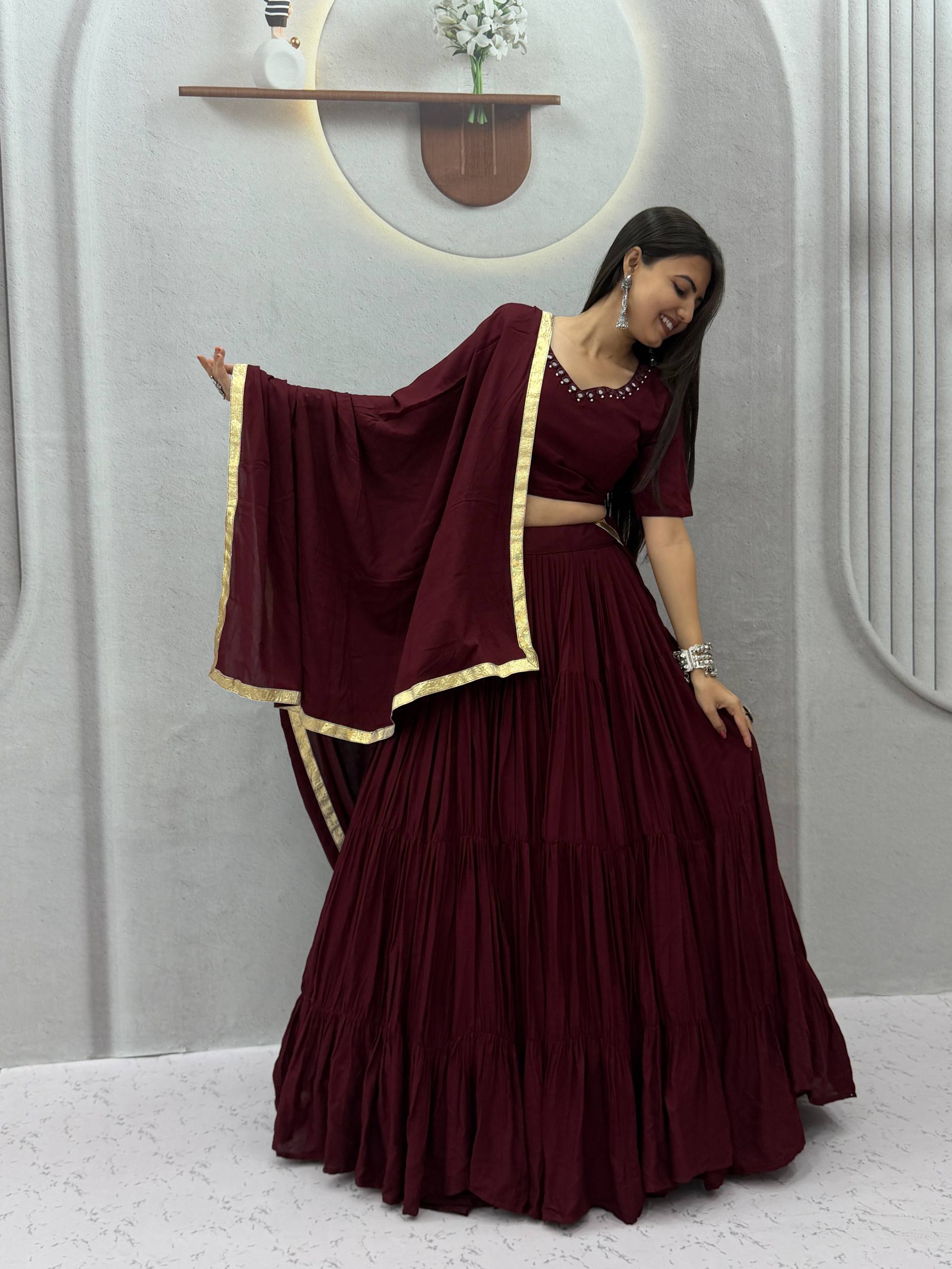 Niyara Rayon Cotton Mirror Work Lehenga Choli