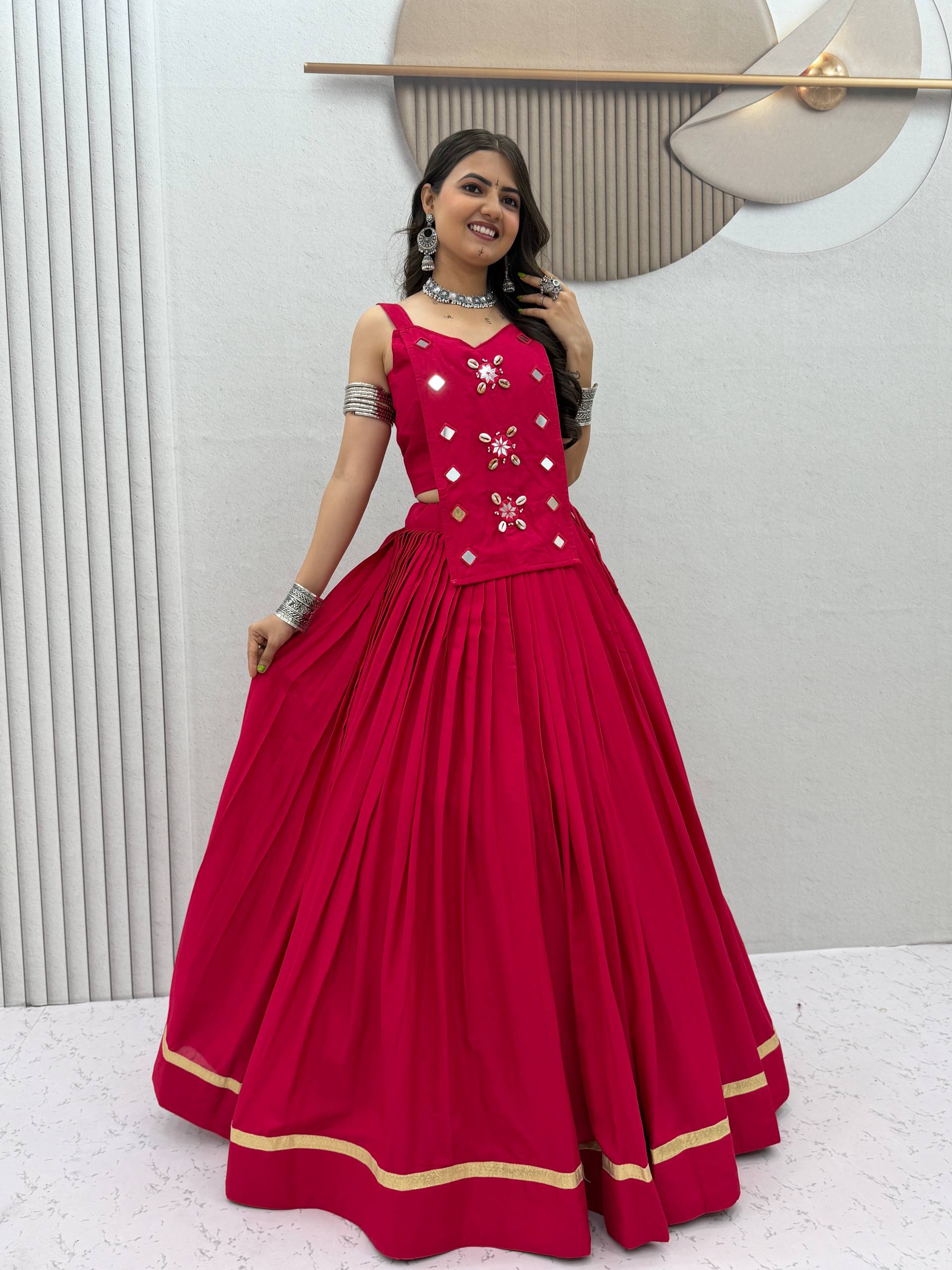 Sharvika Pure Cotton Kodi Mirror Lehenga Choli