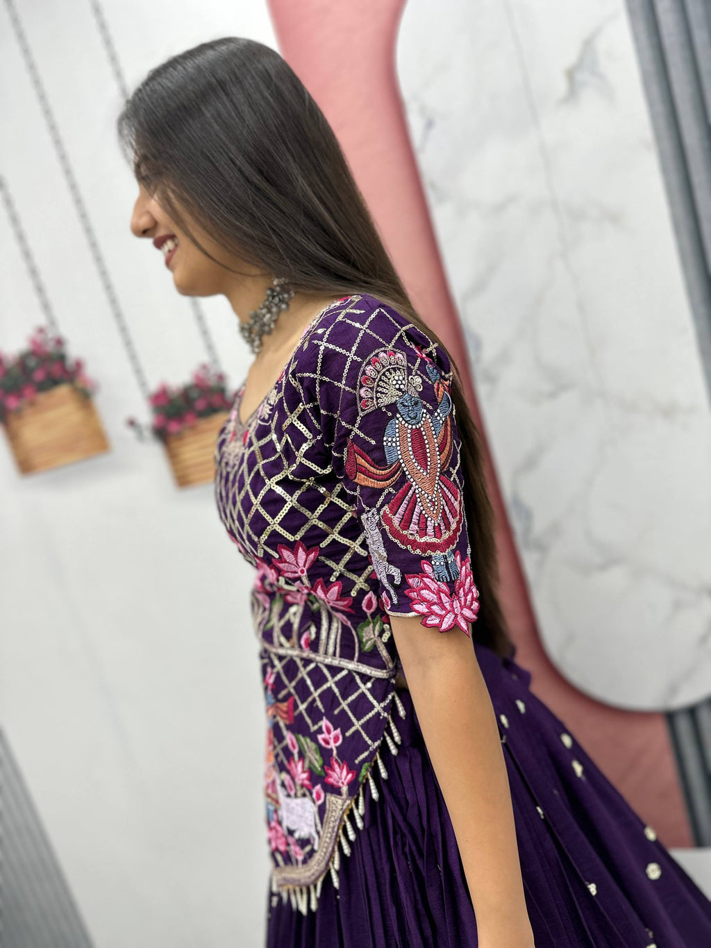 Aadhira Vichitra Silk Embroidery Sequin Lehenga Choli