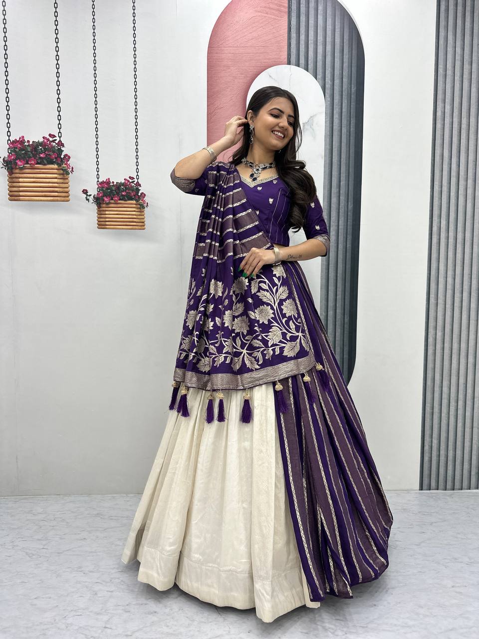 Anvisha Jacquard Saree Lehenga Choli