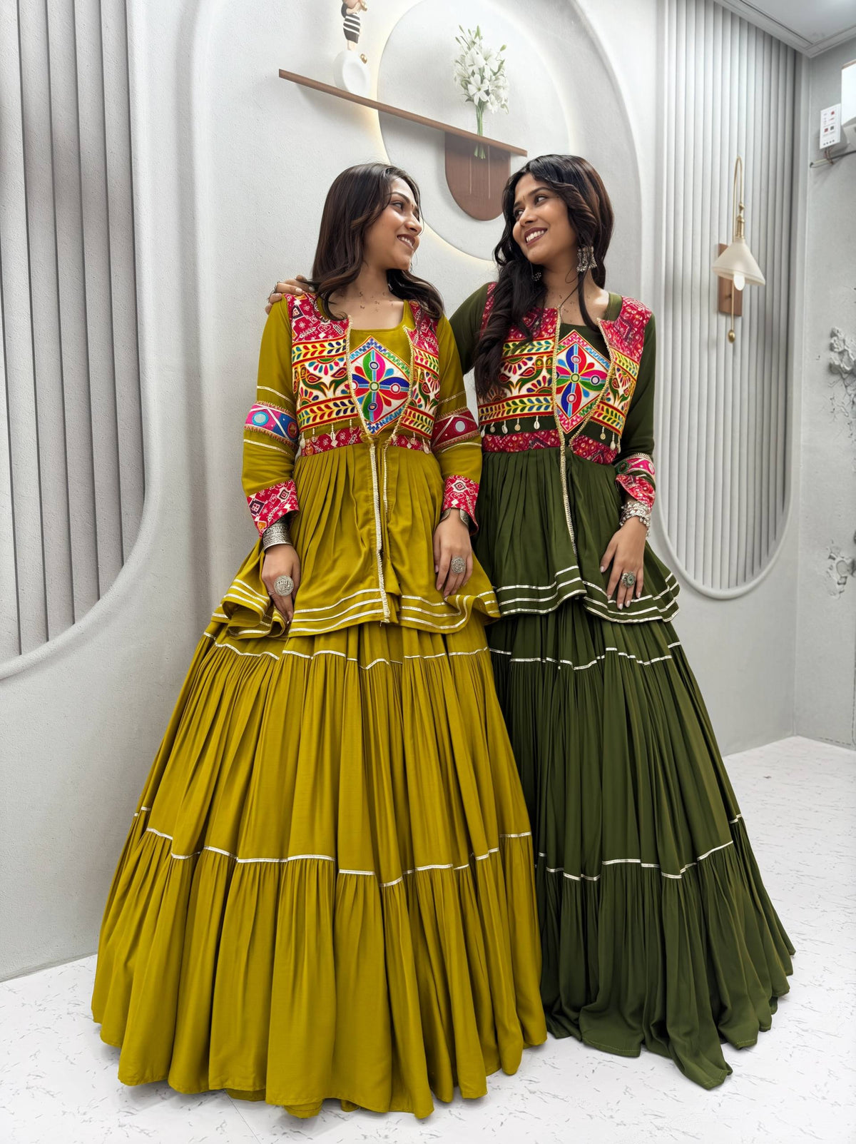 Anayra Pure Cotton Gamthi Mirror Lehenga Choli