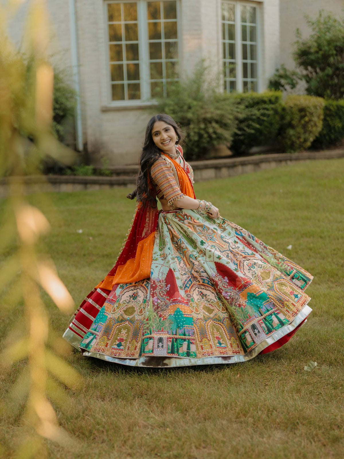 NAZISH MIRROR WORK LEHENGA CHOLI