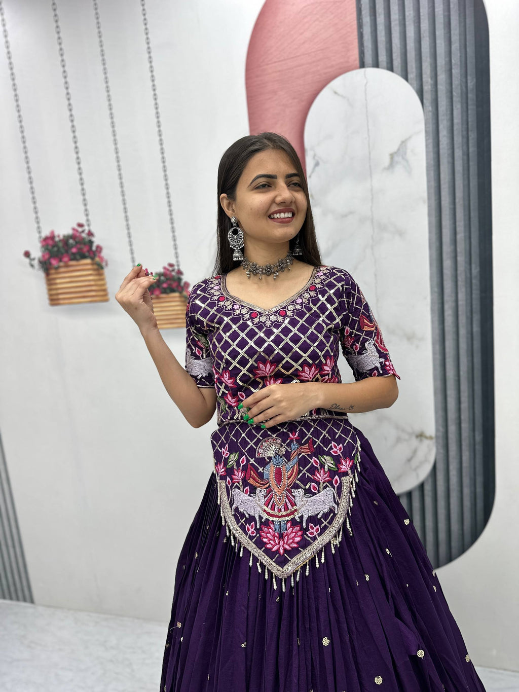 Aadhira Vichitra Silk Embroidery Sequin Lehenga Choli