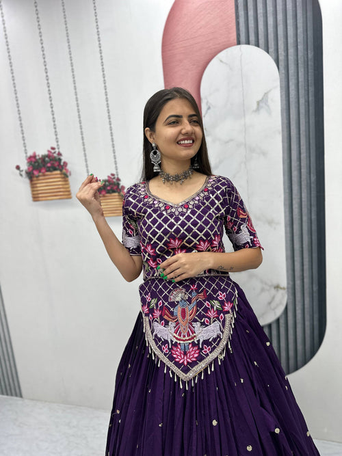 Aadhira Vichitra Silk Embroidery Sequin Lehenga Choli