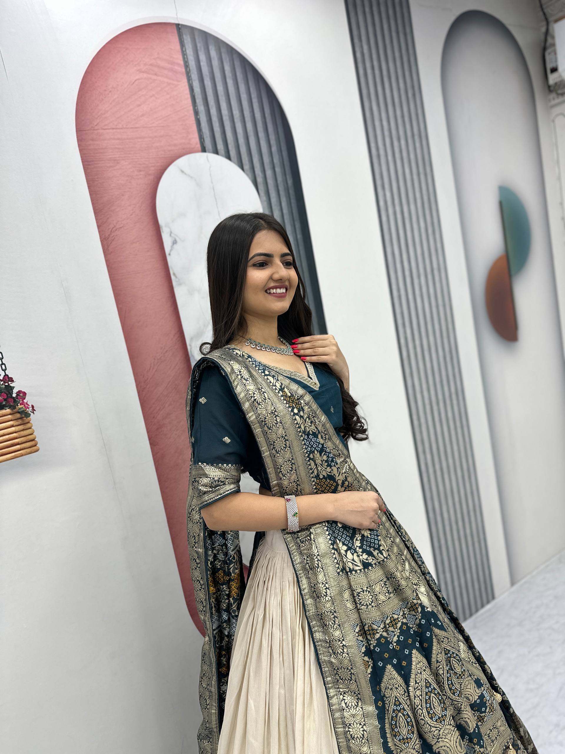 Anvisha Jacquard Saree Lehenga Choli