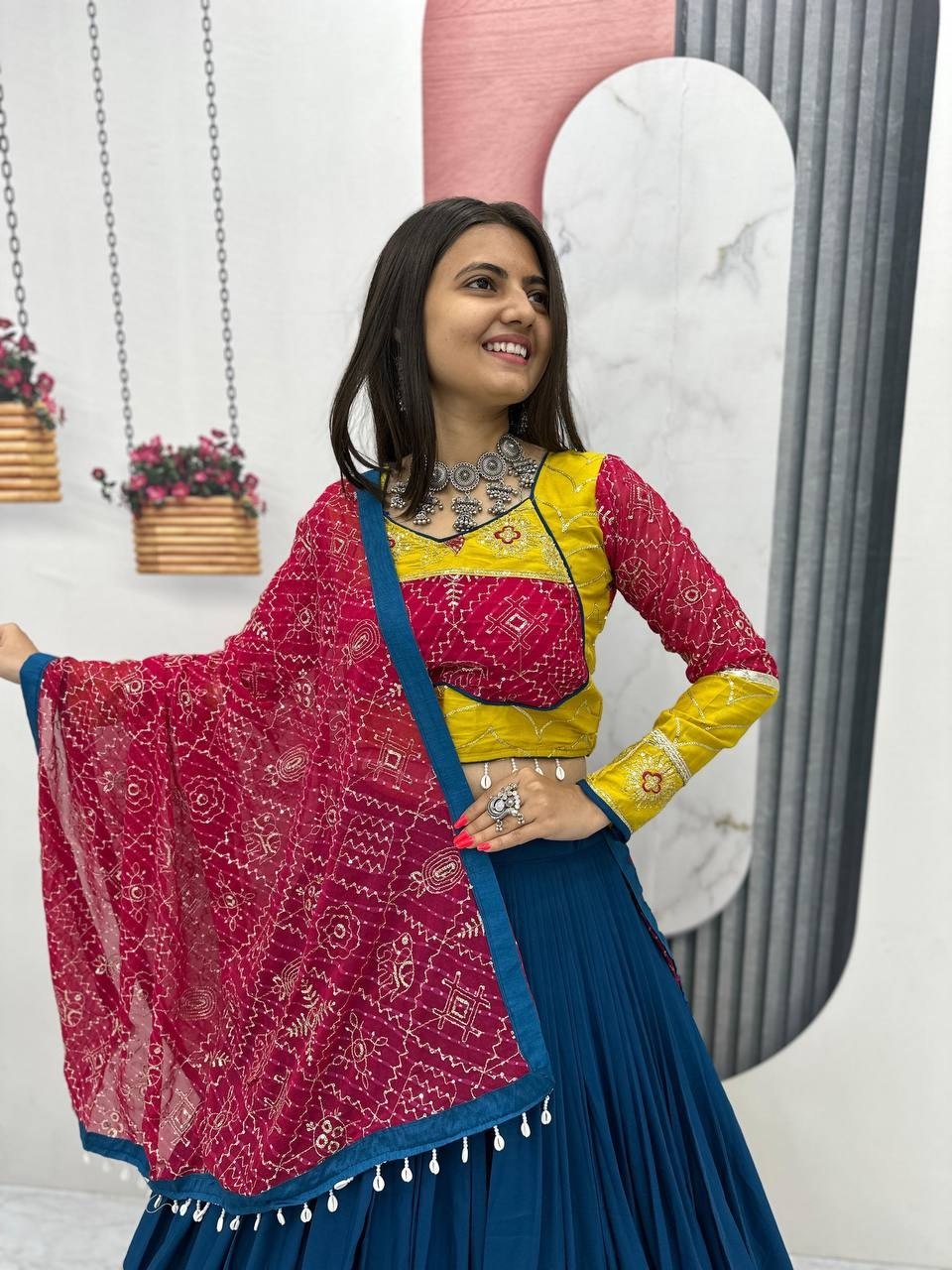 Meherika Riyon Cotton Embroidery Lace Lehenga Choli