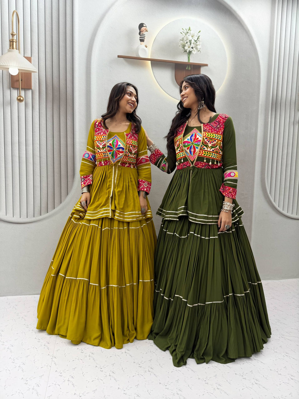 Anayra Pure Cotton Gamthi Mirror Lehenga Choli