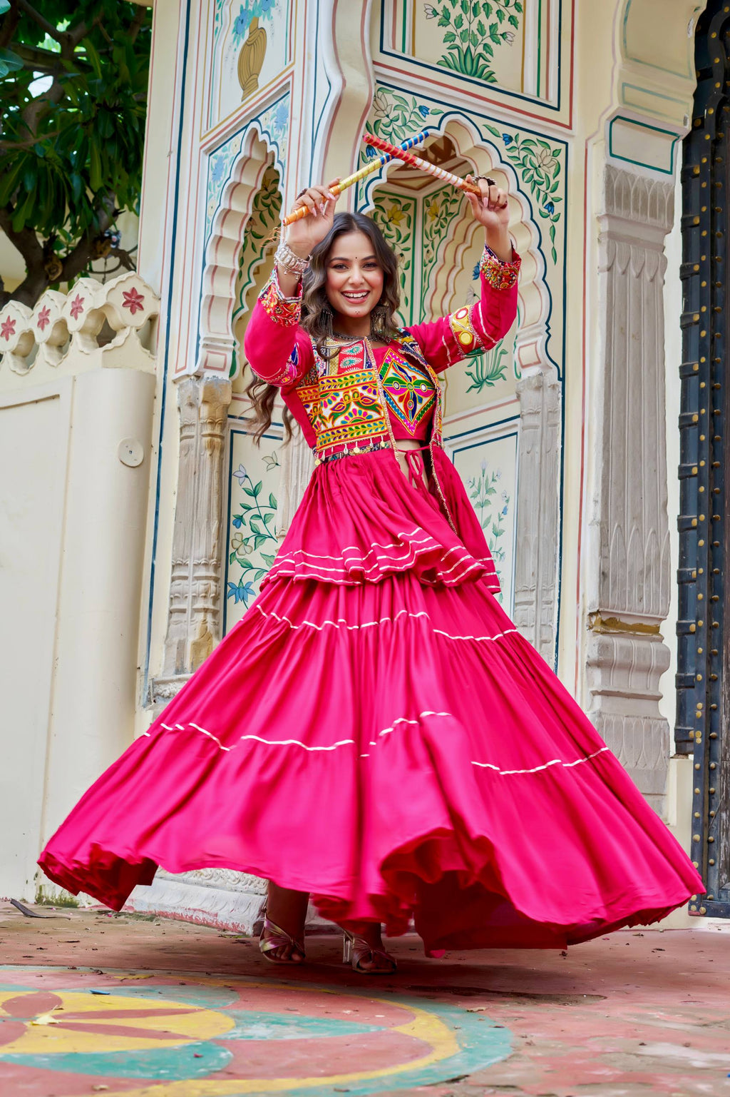 Mitali Pure Cotton Gamthi Work Lehenga Chol