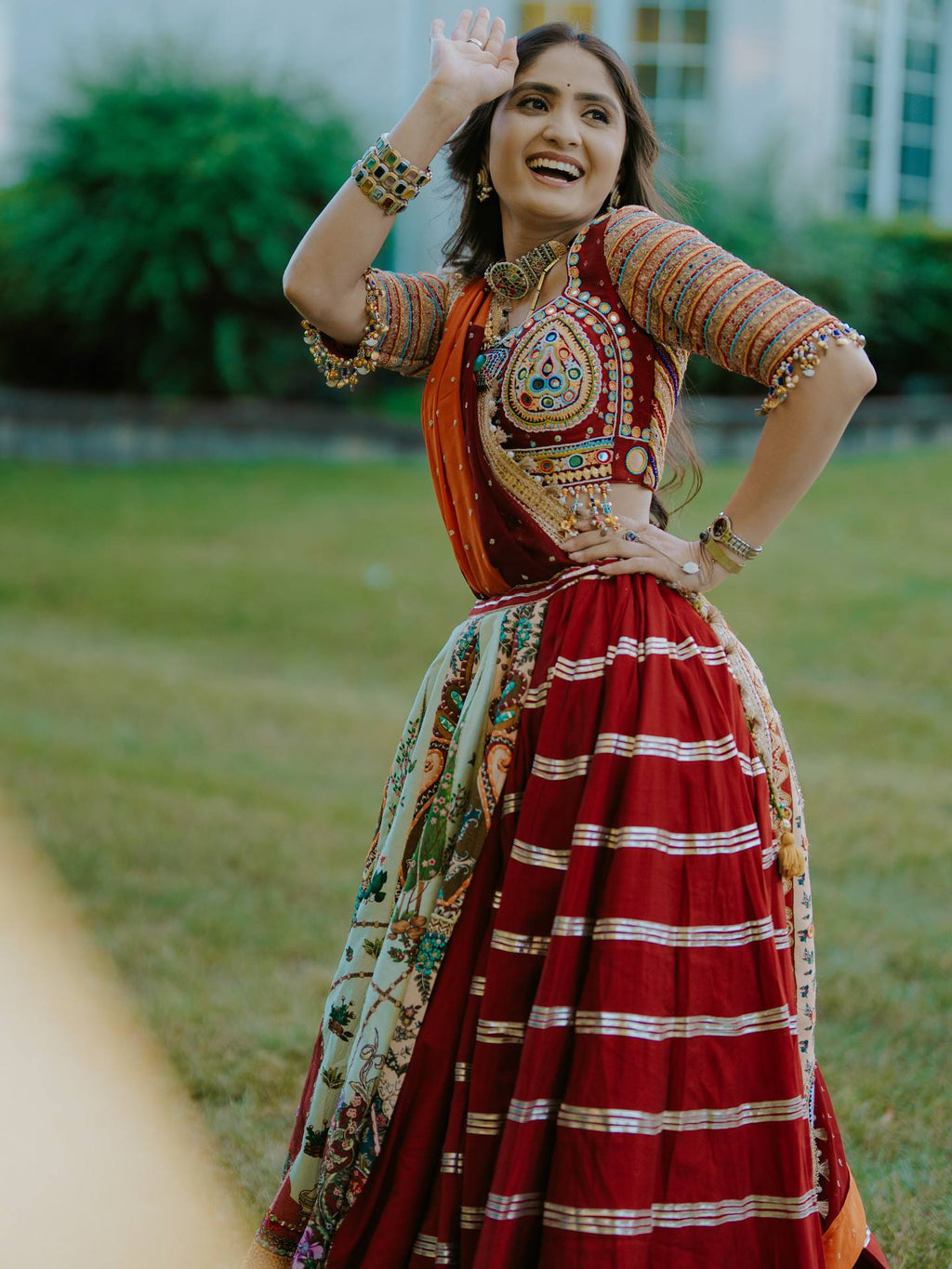 NAZISH MIRROR WORK LEHENGA CHOLI