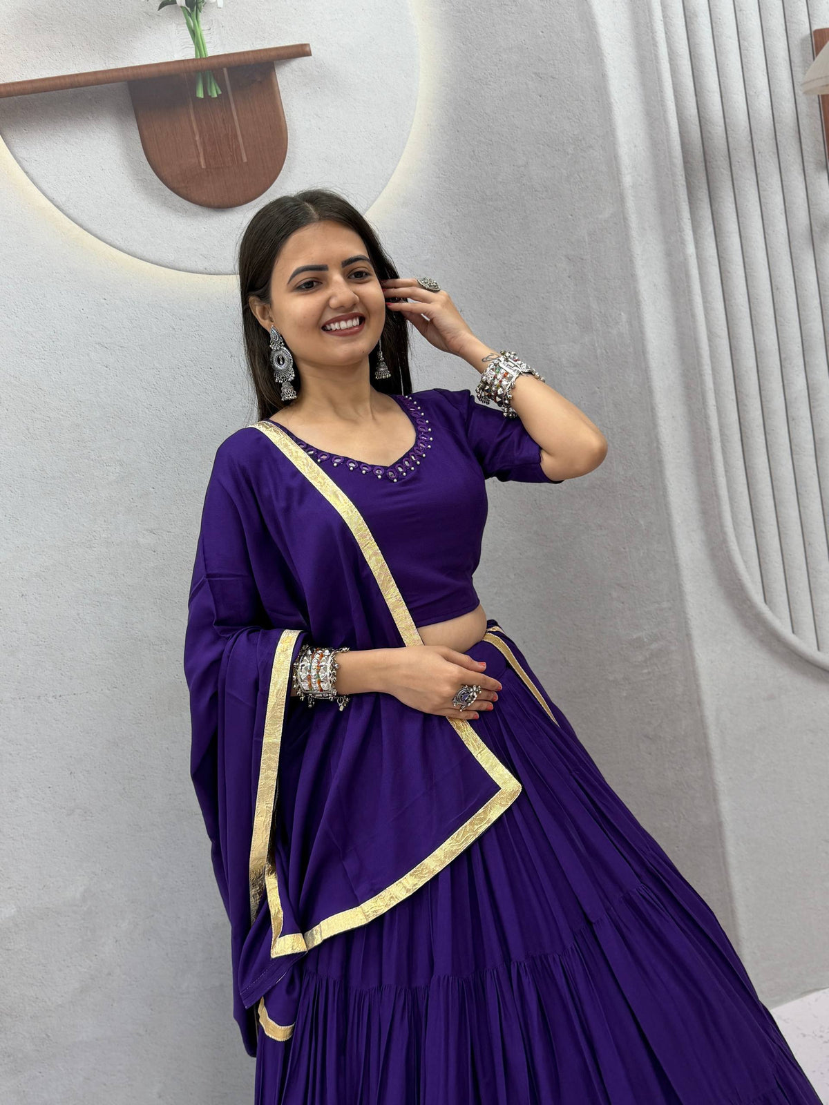 Niyara Rayon Cotton Mirror Work Lehenga Choli