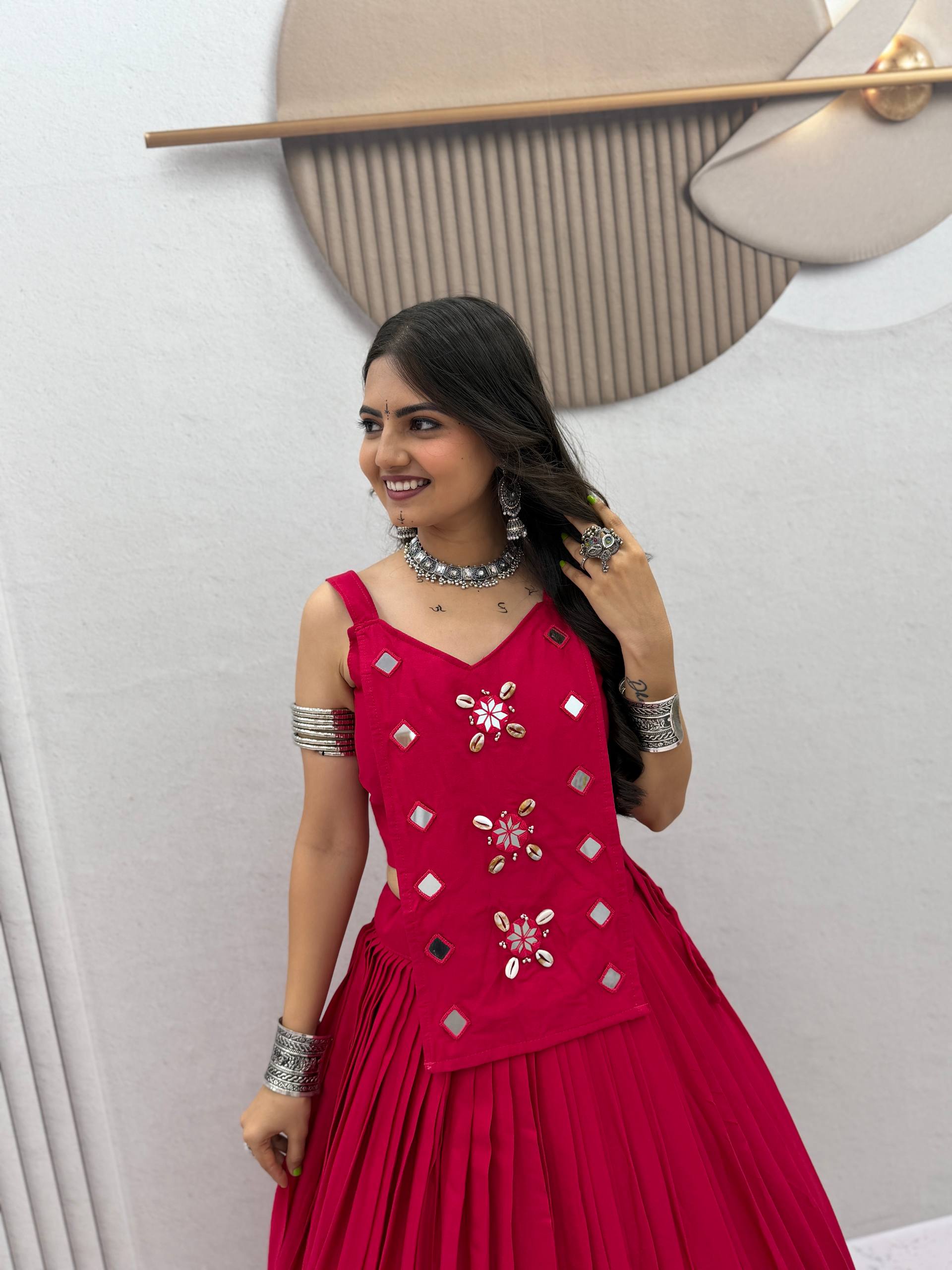 Sharvika Pure Cotton Kodi Mirror Lehenga Choli