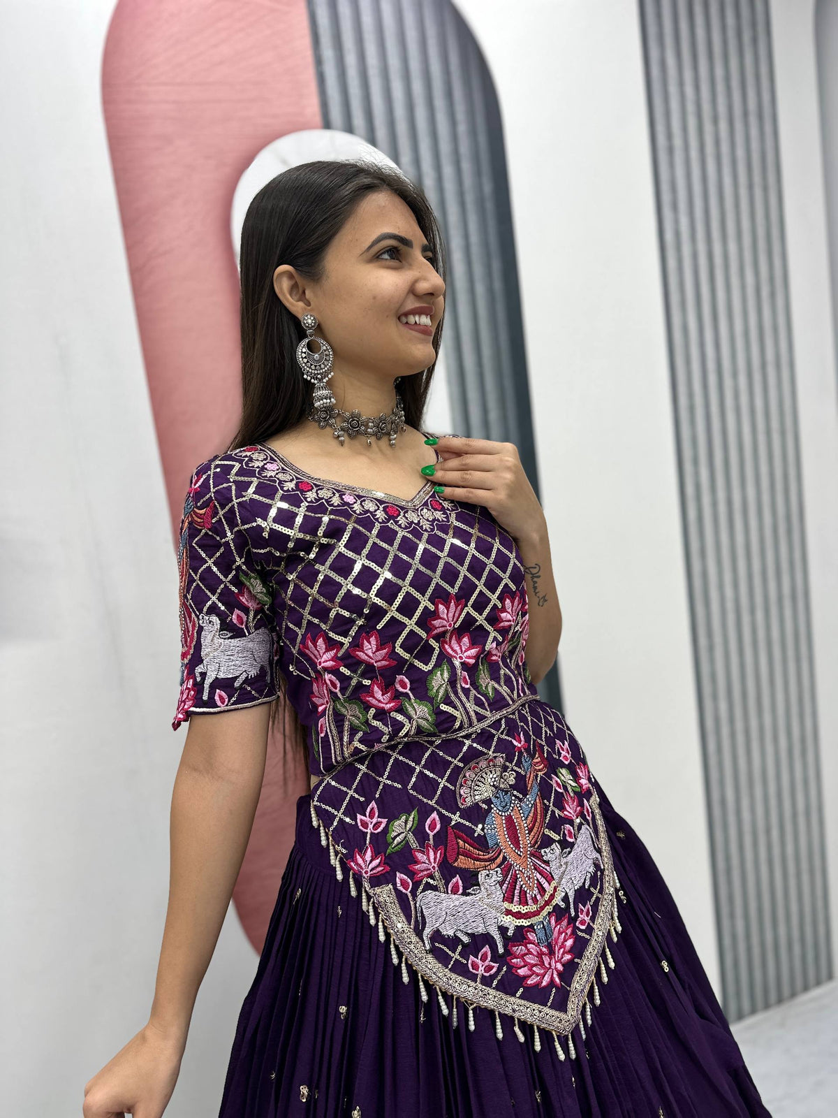 Aadhira Vichitra Silk Embroidery Sequin Lehenga Choli