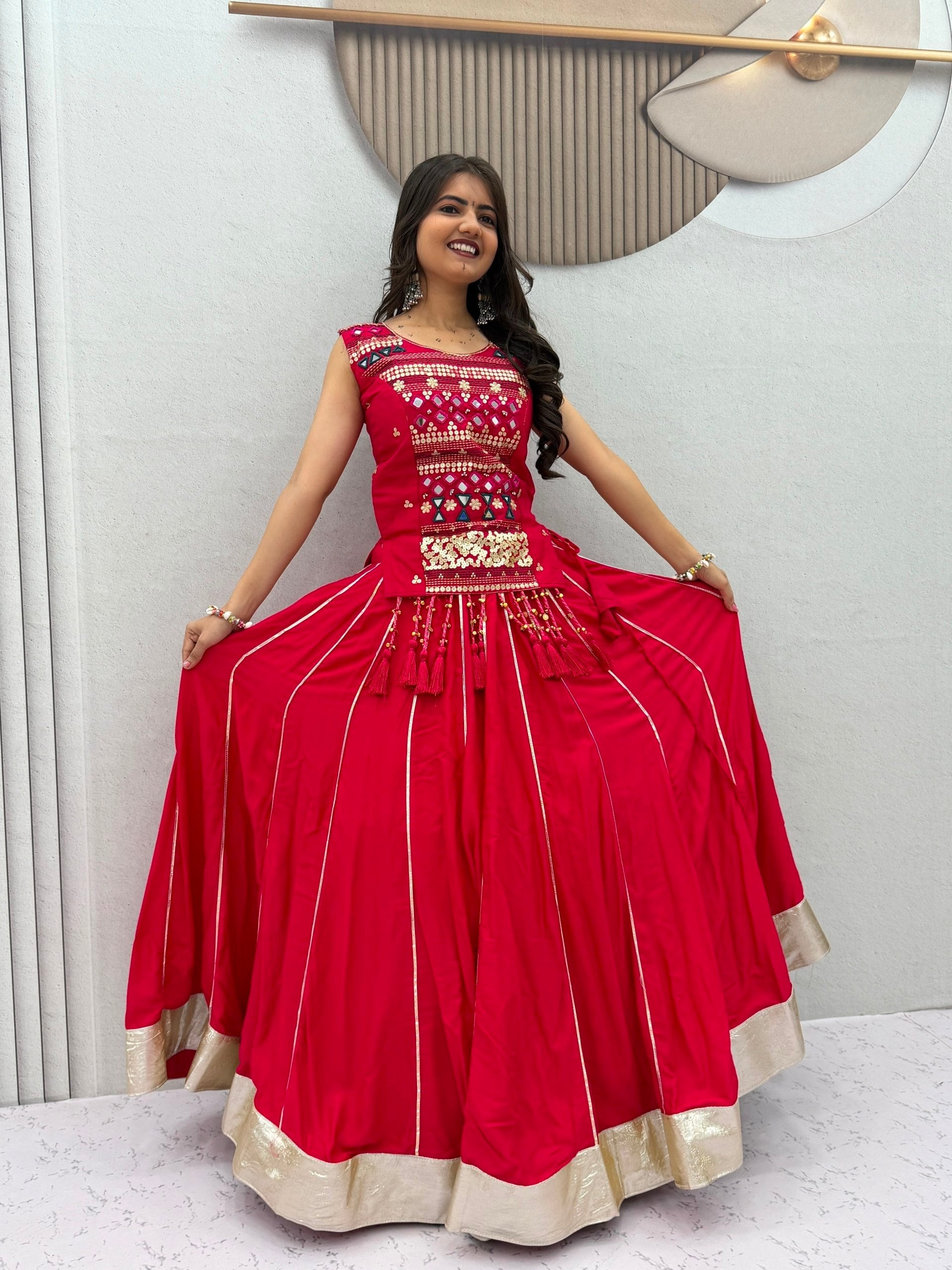 Arohi Pure Cotton Mirror Work Lehenga Choli