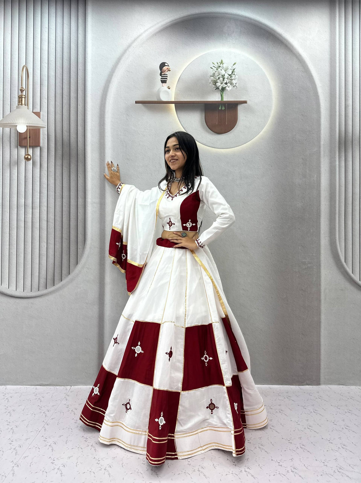 Ishani Pure Cotton Hand Mirror Lehenga Choli